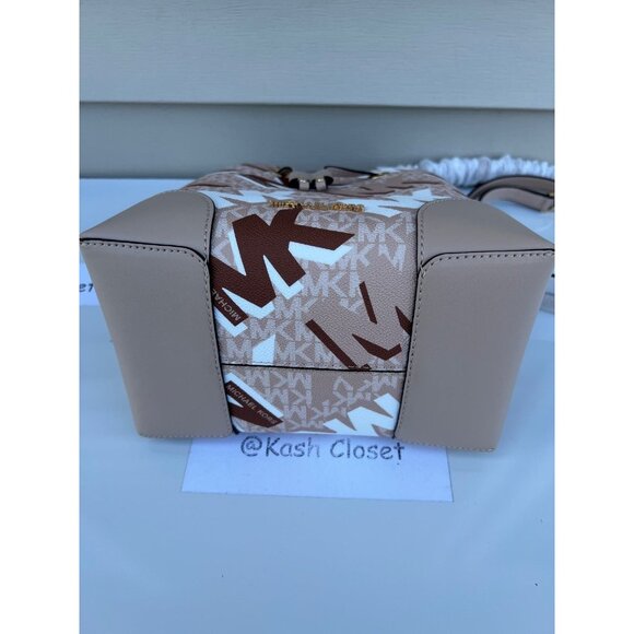 Michael Kors bucket bag mercer medium drawstring messager bag buff multi purse - Picture 6 of 9